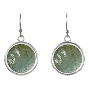 Water-Covered Rock Slab Nature Photo Earrings