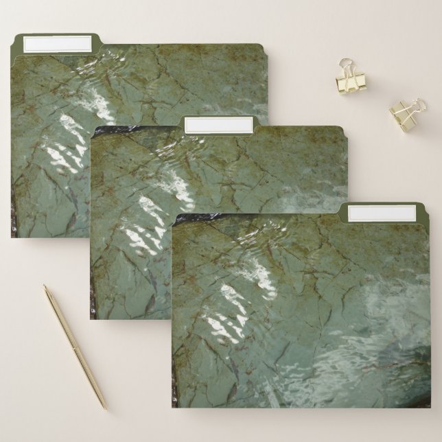 Water-Covered Rock Slab Nature Photo File Folder (Set)