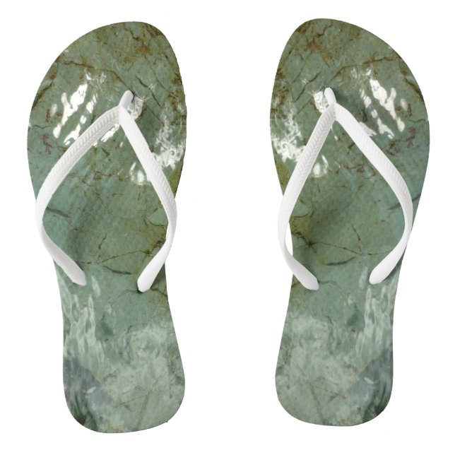 Water-Covered Rock Slab Nature Photo Flip Flops (Footbed)