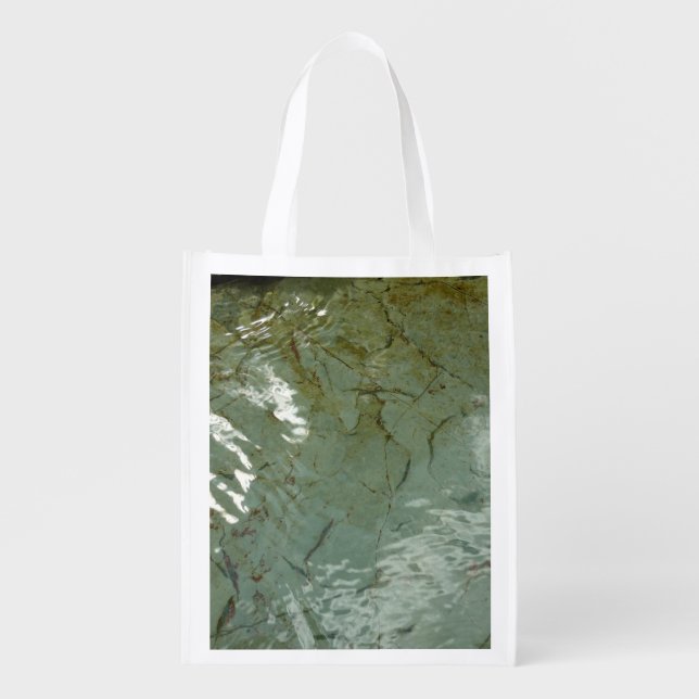 Water-Covered Rock Slab Nature Photo Grocery Bag (Front)