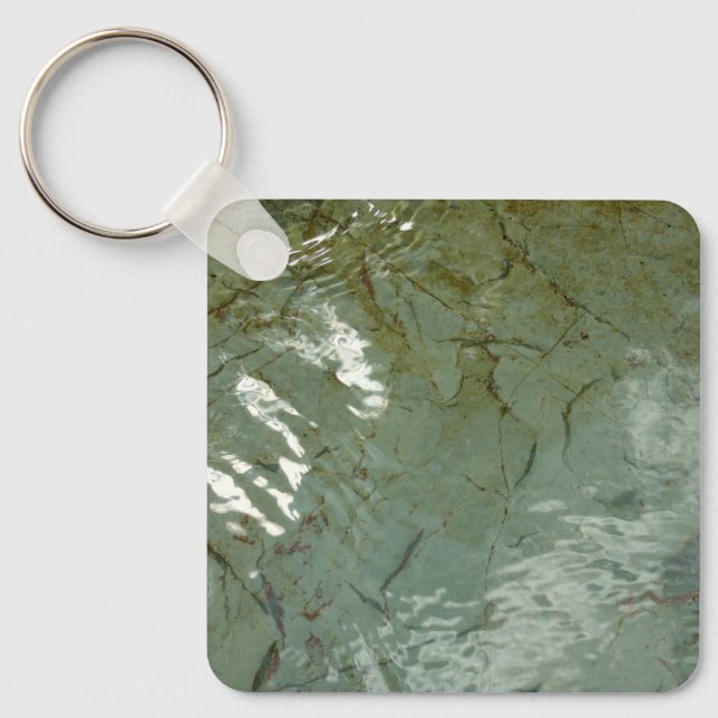 Water-Covered Rock Slab Nature Photo Keychain (Front)