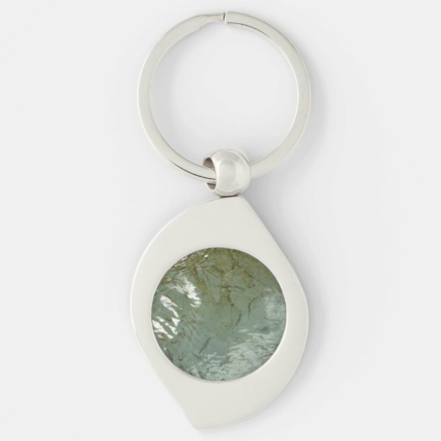 Water-Covered Rock Slab Nature Photo Keychain (Front)