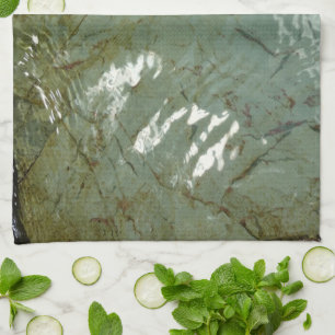 Water-Covered Rock Slab Nature Photo Kitchen Towel