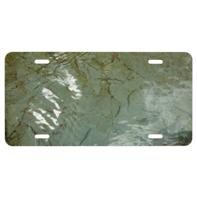 Water-Covered Rock Slab Nature Photo License Plate (Front)