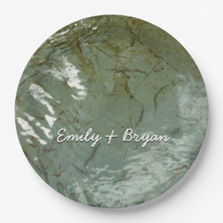 Water-Covered Rock Slab Nature Photo Paper Plates