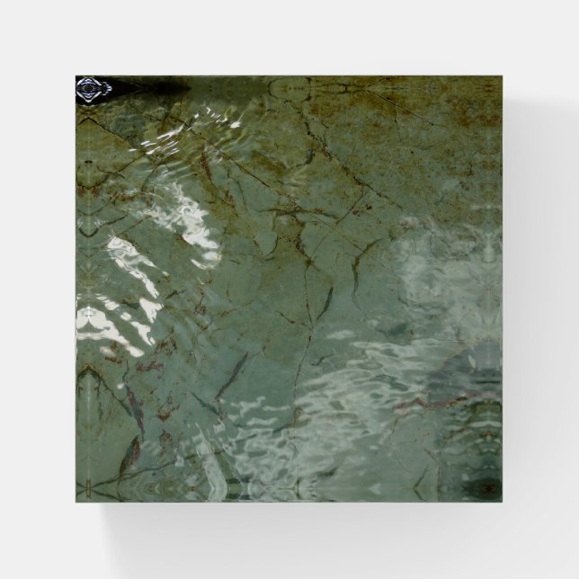 Water-Covered Rock Slab Nature Photo Paperweight (Front)