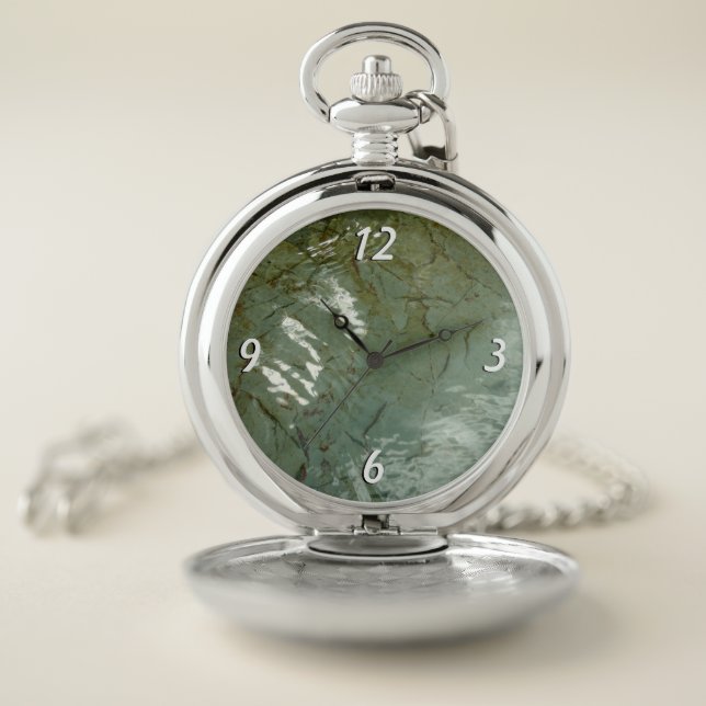 Water-Covered Rock Slab Nature Photo Pocket Watch (Inside)