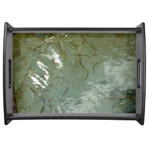 Water-Covered Rock Slab Nature Photo Serving Tray
