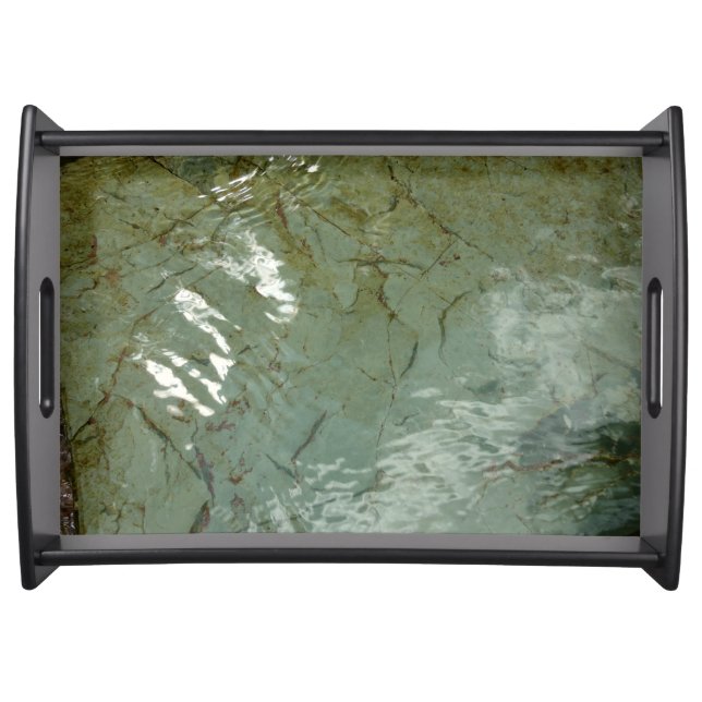 Water-Covered Rock Slab Nature Photo Serving Tray (Front)