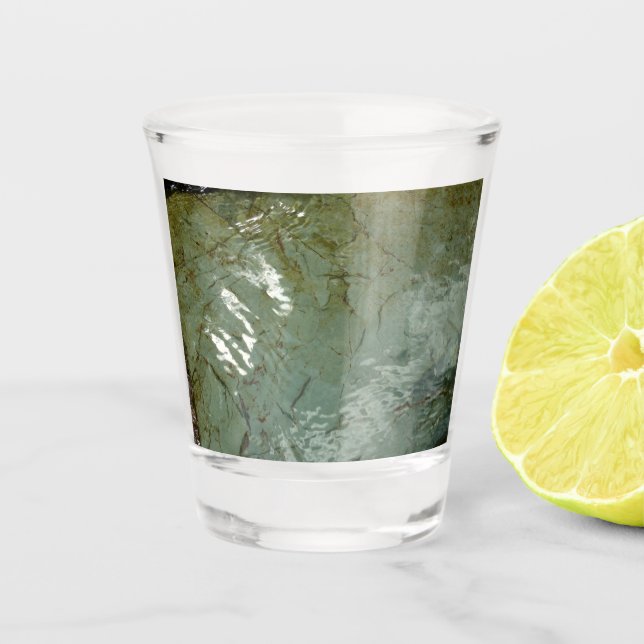 Water-Covered Rock Slab Nature Photo Shot Glass (Front)
