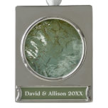 Water-Covered Rock Slab Nature Photo Silver Plated Banner Ornament