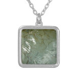 Water-Covered Rock Slab Nature Photo Silver Plated Necklace
