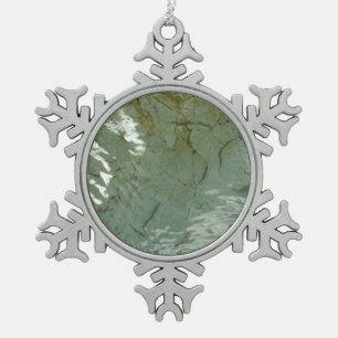 Water-Covered Rock Slab Nature Photo Snowflake Pewter Christmas Ornament
