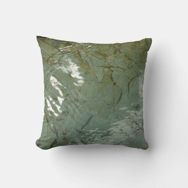 Water-Covered Rock Slab Nature Photo Throw Pillow (Front)