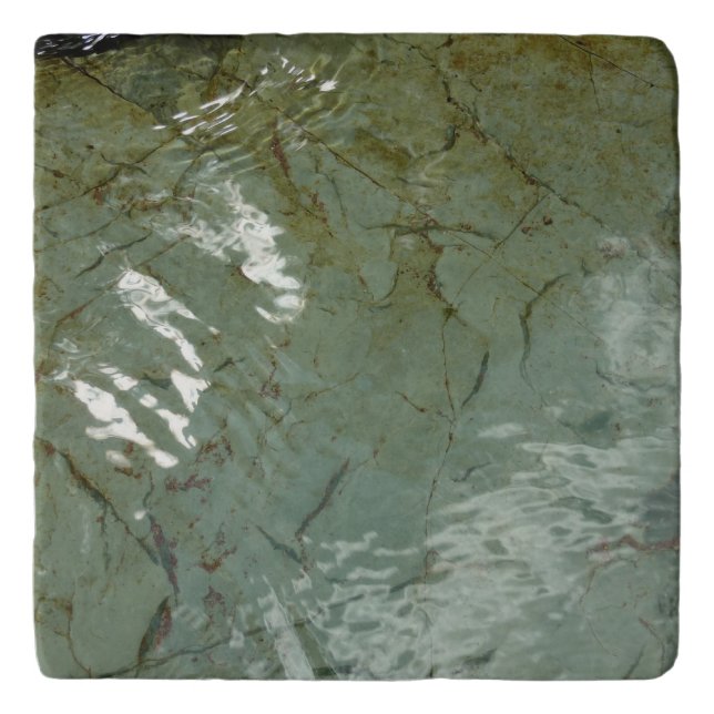 Water-Covered Rock Slab Nature Photo Trivet (Front)