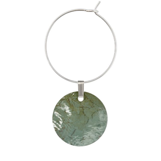 Water-Covered Rock Slab Nature Photo Wine Charm (Front)