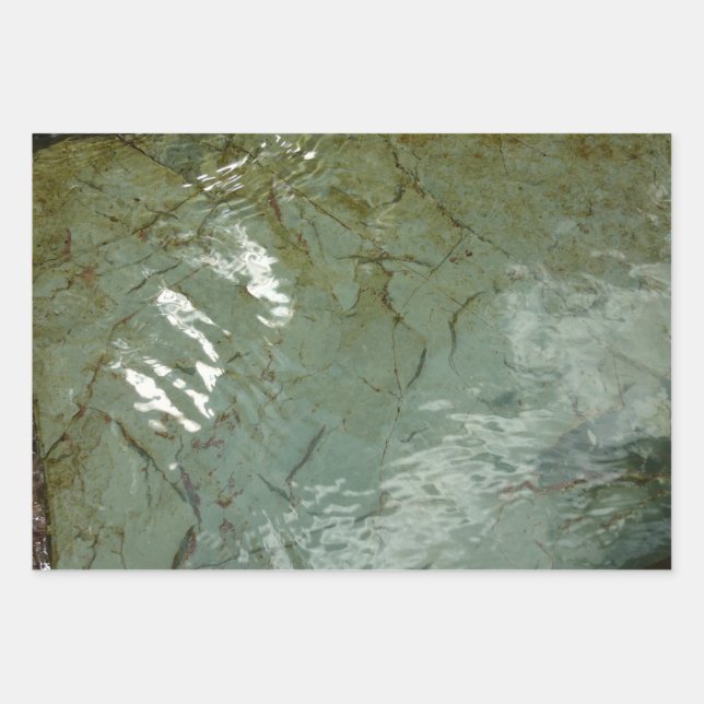 Water-Covered Rock Slab Nature Photo Wrapping Paper Sheets (Front)