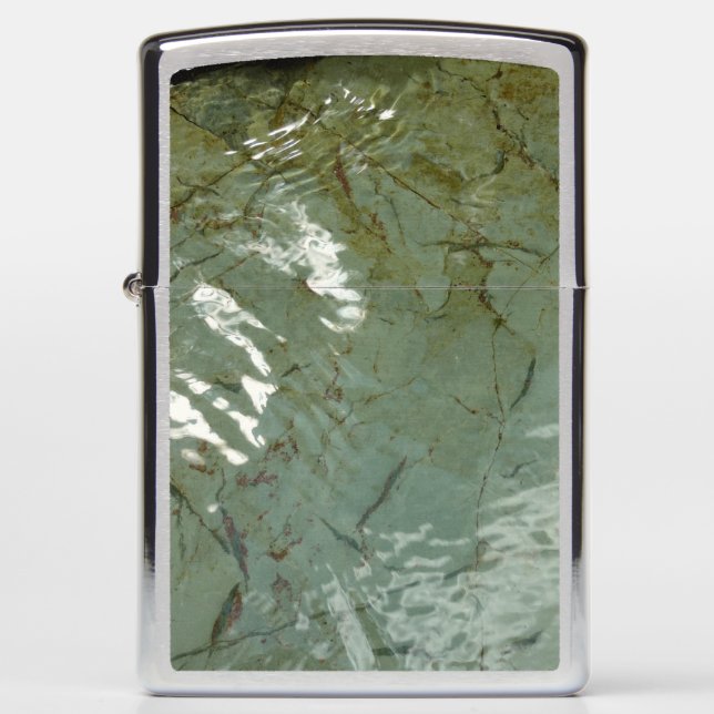 Water-Covered Rock Slab Nature Photo Zippo Lighter (Front)