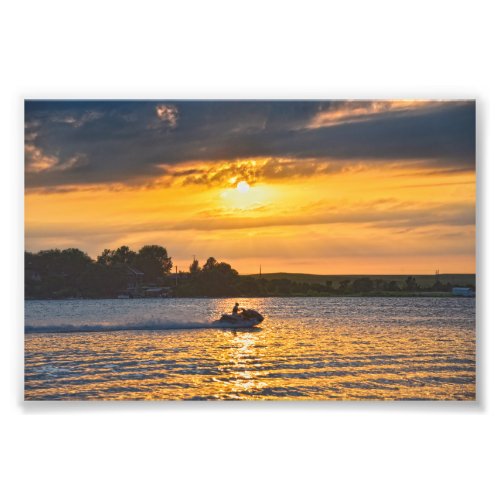 Water Craft on Lake Wabaunsee at Sunset Kansas Photo Print