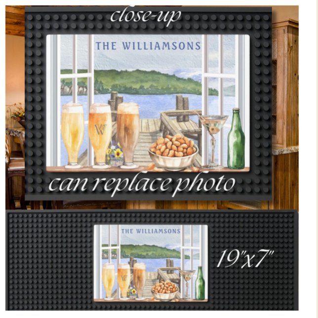 Water Dock or Your Photo Monogram Name Bar Mat (Creator Uploaded)