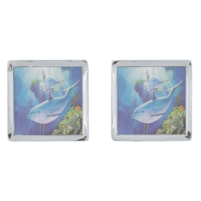 Water Dolphin Cufflinks (Front)