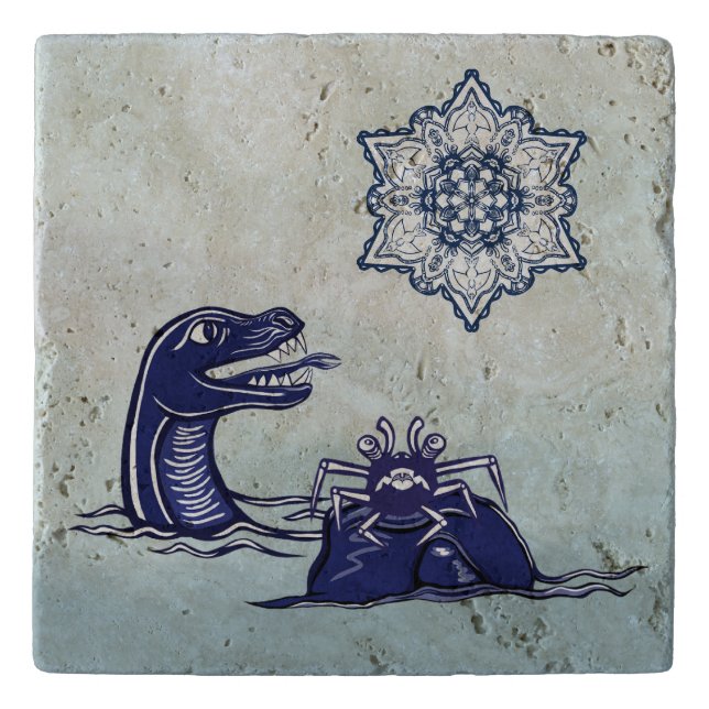Water Dragon And Monster Crab Trivet (Front)