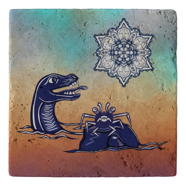 Water Dragon And Monster Crab Trivet (Front)