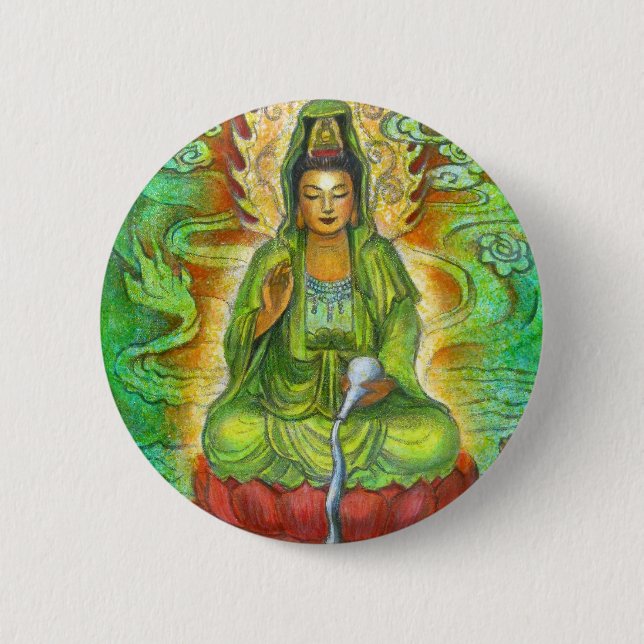 "Water Dragon" Kuan Yin Buton Button (Front)