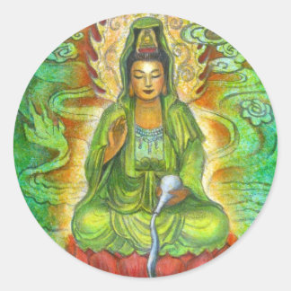 "Water Dragon" Kuan Yin Classic Round Sticker
