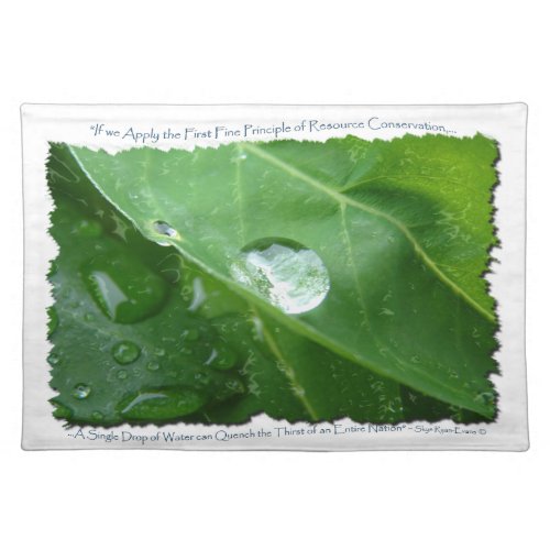 Water Drip on Leaf Water Conservation Design Cloth Placemat