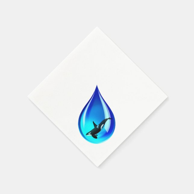 Water Drop and Orca Napkins (Corner)