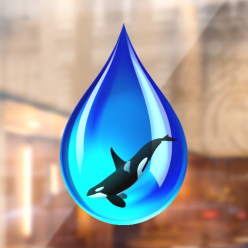 Water Drop and Orca Whale Window Cling