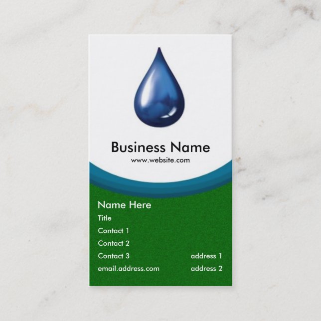Water Drop business card -green grass (Front)