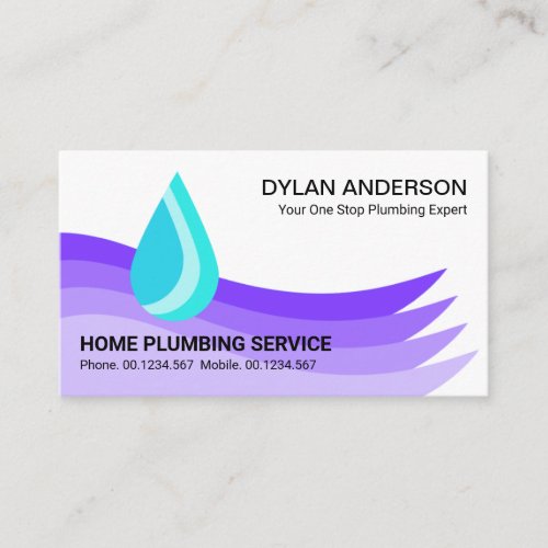 Water Drop Into Flooded Waves Home Plumbing Business Card