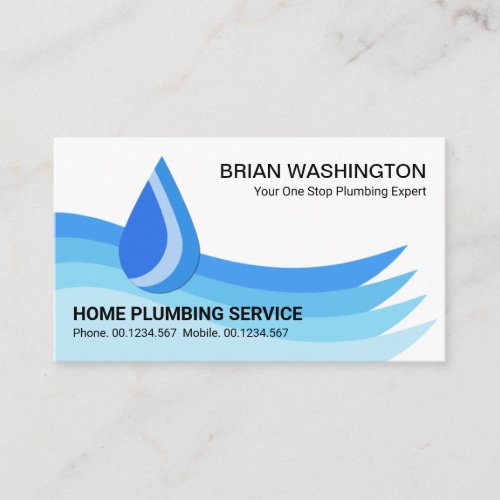 Water Drop Into Flooded Waves Plumbing Contractor Business Card