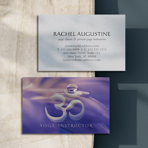 Water Drop On Lotus with OM Symbol YOGA Instructor Business Card