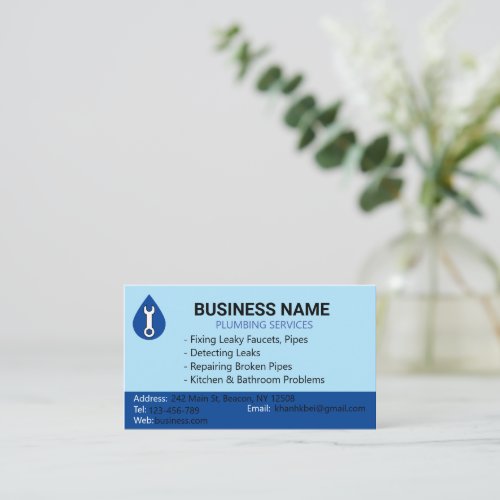 Water Drop Shape Plumping Business Card