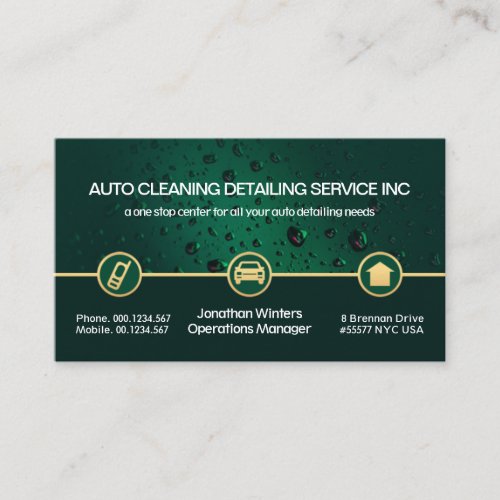 Water Drop Special Gold Icon Border Car Cleaner Business Card
