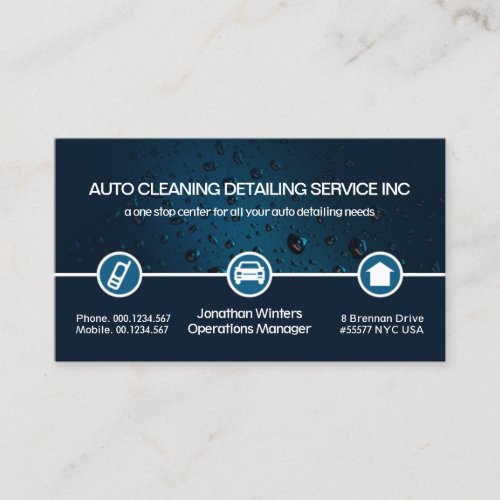 Water Drop Special Icon Border Automotive Car Wash Business Card