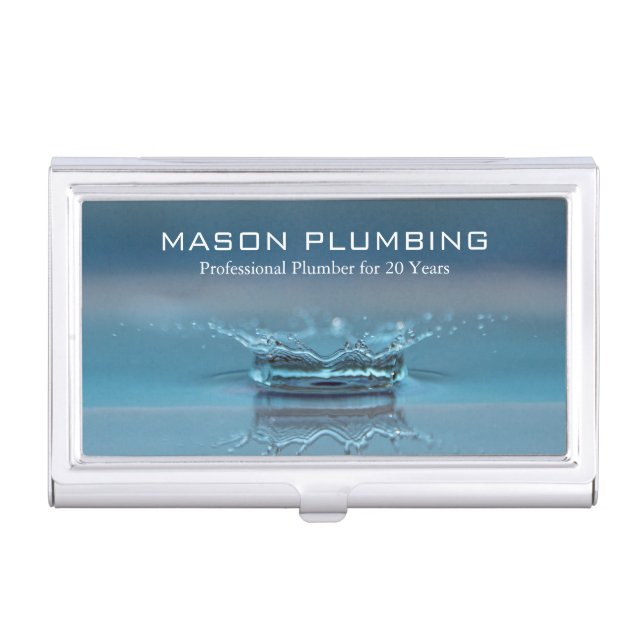 Water Drop Splash - Plumber - Business Card Case (Front)