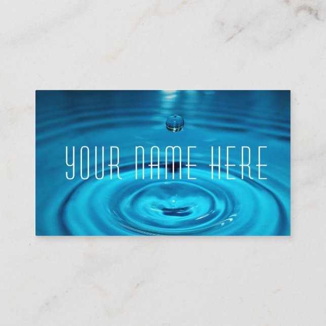 water drop splashing blue ripples splash business  business card (Back)