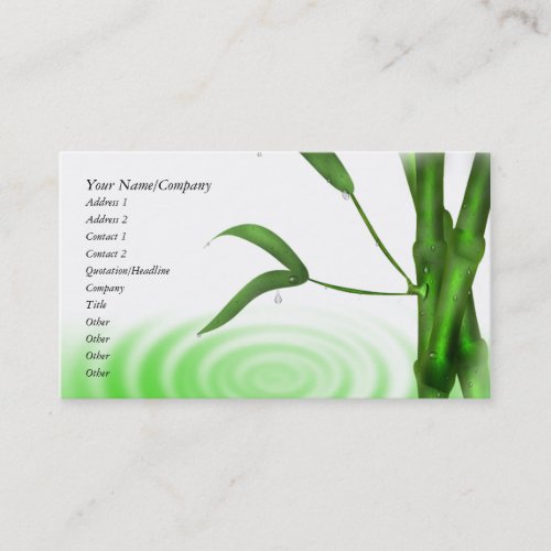 Water Drop Water Ripple Bamboo Business Cards