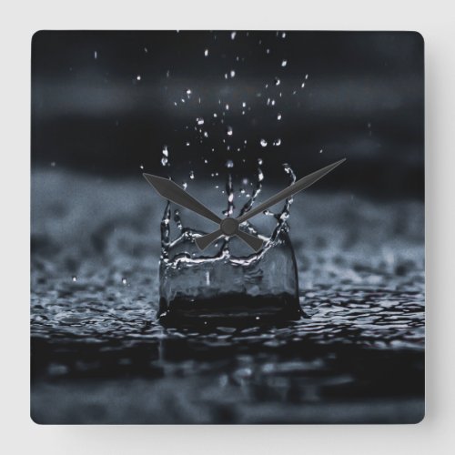 Water Droplet Digital Wallpaper Square Wall Clock