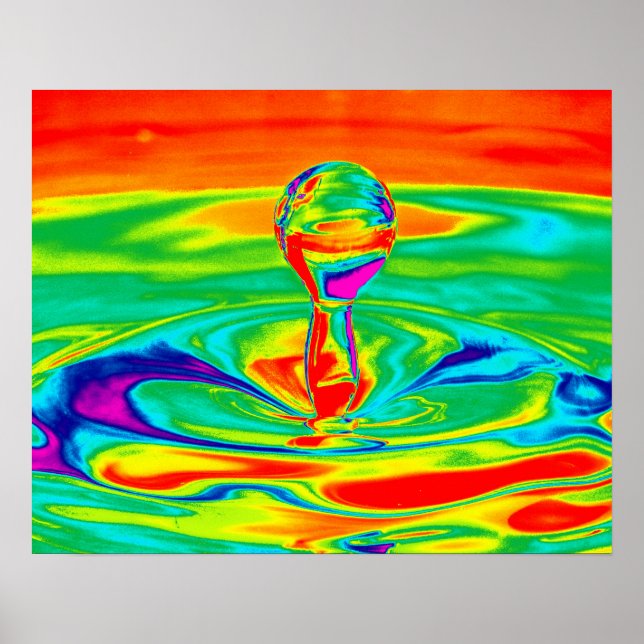 Water Droplet in Psychedelic Colours Poster/Print Poster (Front)
