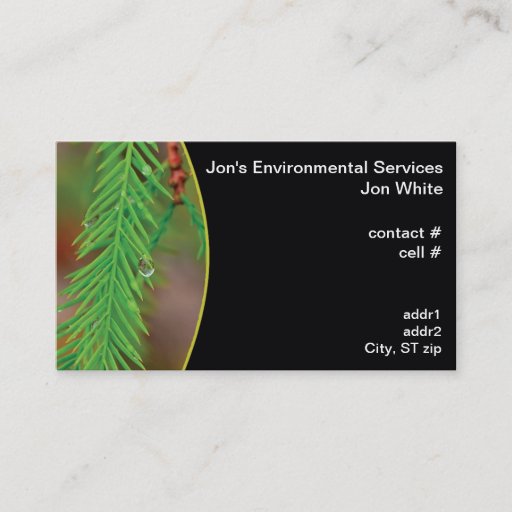 Customizable Water droplet on bald cypress foliage business card template