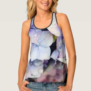 Water droplet on blue flower tank top