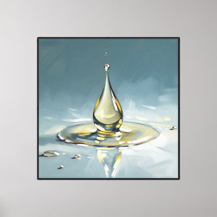 Water Droplet Splash with Ripples – Abstract Wall Canvas Print