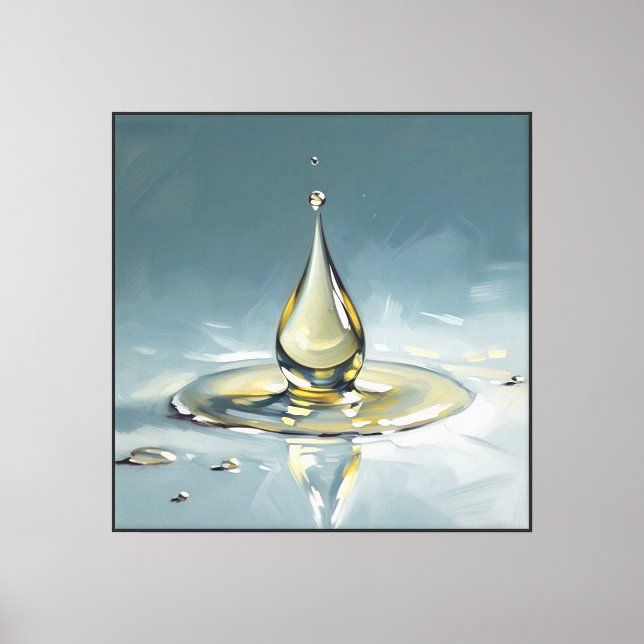 Water Droplet Splash with Ripples – Abstract Wall  Canvas Print (Front)