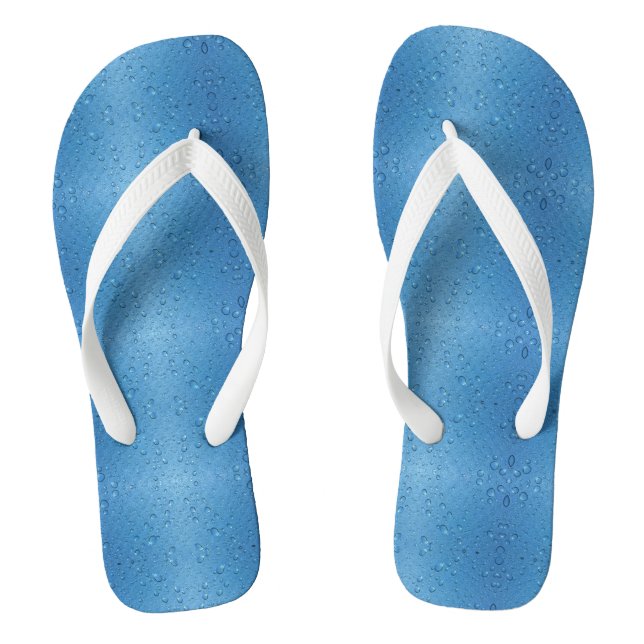Water Droplets Against Blue Sky Flip Flops (Footbed)