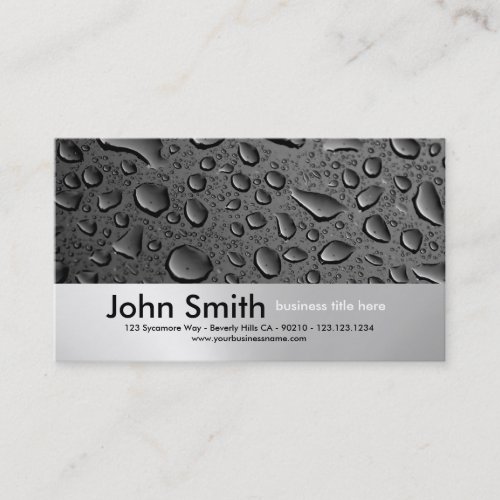 Water Droplets Brushed Metal Design business card
